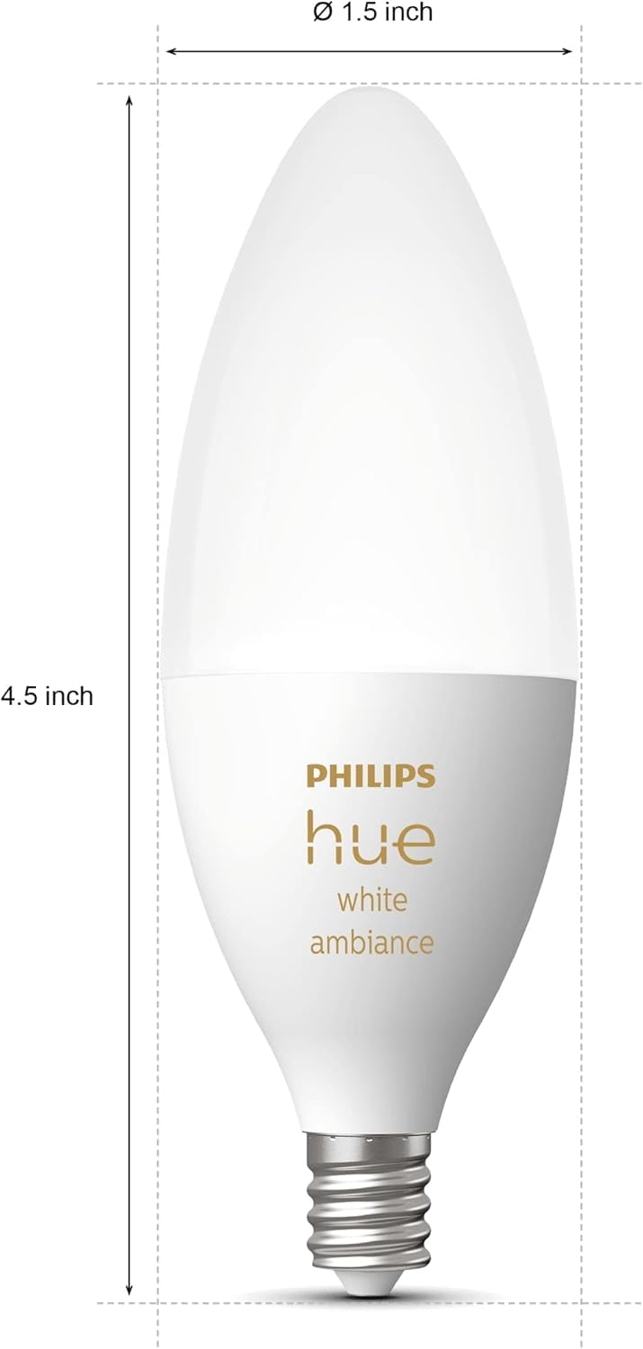 Philips Hue 40W B39 Candle-Shaped Smart LED Light Bulbs - Warm-to
